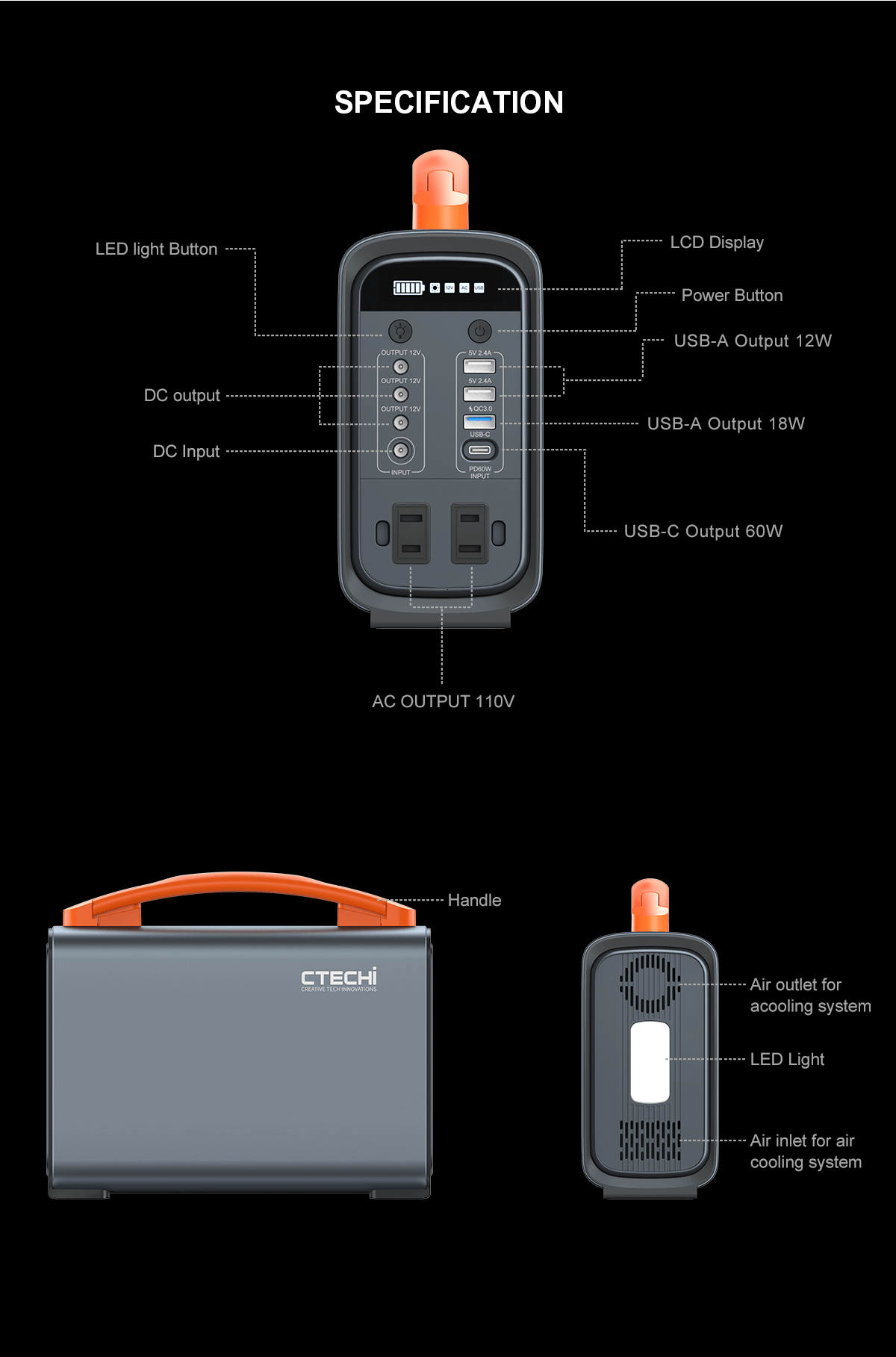 CTECHi GT200Pro Portable Power Station 200W, 320Wh